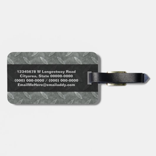 Étiquette À Bagage Masculine métallique rouille industrielle (Dos horizontal)