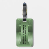 Étiquette À Bagage Masculine métallique verte Conception géométrique (Dos Vertical)