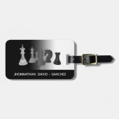 Étiquette À Bagage Masculine moderne noir et blanc Chess Travel (Devant horizontal)