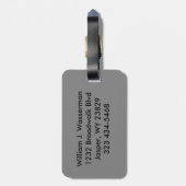 Étiquette À Bagage Masculine Monogramme Style Exécutif - Cuir Noir (Dos Vertical)