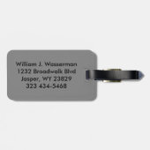 Étiquette À Bagage Masculine Monogramme Style Exécutif - Cuir Noir (Dos horizontal)