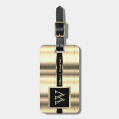 Étiquette À Bagage Masculine Monogramme Style Exécutif - Faux Gold (Devant Vertical)