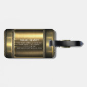 Étiquette À Bagage Masculine Monogramme Style exécutif - Métal Argent (Dos horizontal)