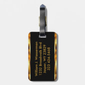 Étiquette À Bagage Masculine Monogramme Style Exécutif - Métal Or (Dos Vertical)