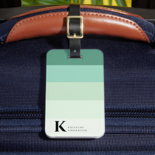 Étiquette À Bagage Masculine Turquoise Vert Ombre Classic Monogramme