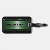 Étiquette À Bagage Masculine Vert Moderne Faux Rayures métalliques 2 (Dos horizontal)