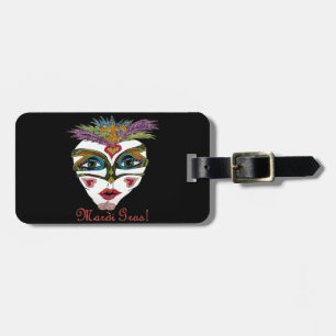 Étiquette À Bagage Masque de plumes de Parties scintillant Mardi Gras