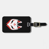 Étiquette À Bagage Masque japonais Kitsune Fox sur noir (Devant horizontal)