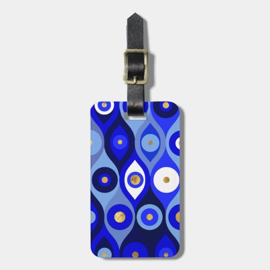 Étiquette À Bagage Mati Mataki grecque - Matiasma Evil Eye blues (Devant Vertical)