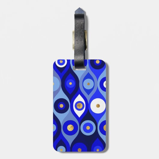 Étiquette À Bagage Mati Mataki grecque - Matiasma Evil Eye blues (Dos Vertical)