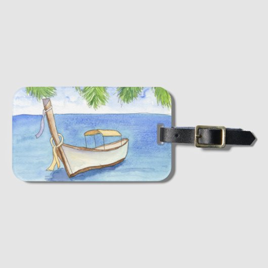 Étiquette À Bagage Matin à Bali Aquarelle (Devant Horizontal)