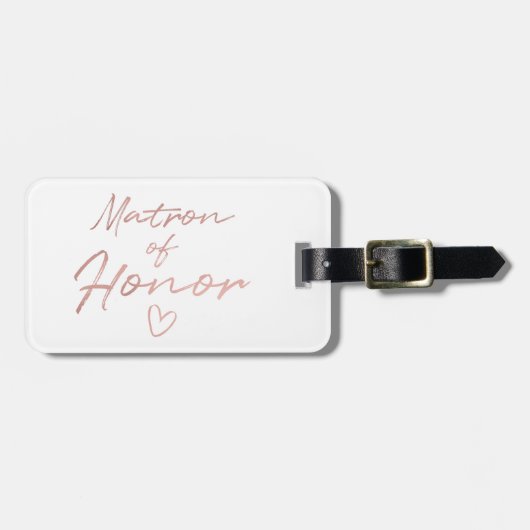 Étiquette À Bagage Matron d'honneur - fausse feuille d'or Rose (Devant horizontal)