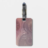 Étiquette À Bagage Mauve Strata | Monogramme d'agate d'or rose foncé (Dos Vertical)