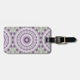 Étiquette À Bagage Médaillon Mandala en violet et vert