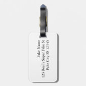 Étiquette À Bagage Médaillon Mandala en violet et vert (Dos Vertical)