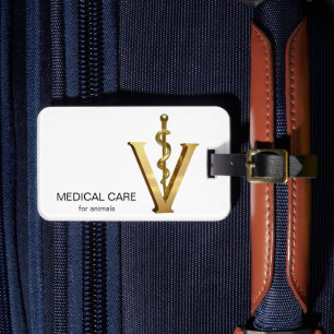 Étiquette À Bagage Médecine vétérinaire Asclepius Vet Elegant Or V