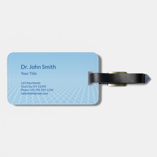 Étiquette À Bagage Médicale blanc 3D Caduceus Blue Design (Dos horizontal)