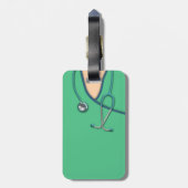 Étiquette À Bagage Médicale vert frotte (Dos Vertical)