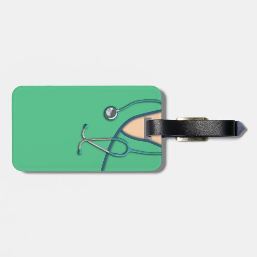 Étiquette À Bagage Médicale vert frotte (Dos horizontal)