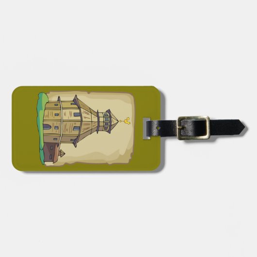 Étiquette À Bagage Medieval Wooden Watchtower and Fortress (Devant horizontal)