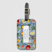 Étiquette À Bagage Méditerranée Fruit Mosaïque Bleue (Devant Vertical)