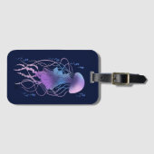 Étiquette À Bagage Méduse Éthérée Violet Bleu (Devant Horizontal)