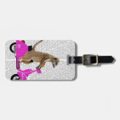 Étiquette À Bagage Meerkat sur Pink Moped (Devant horizontal)