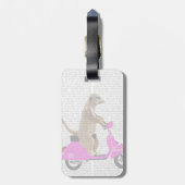 Étiquette À Bagage Meerkat sur Pink Moped (Dos Vertical)