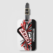 Étiquette À Bagage Mégaphone rouge, blanc et noir (Devant Vertical)