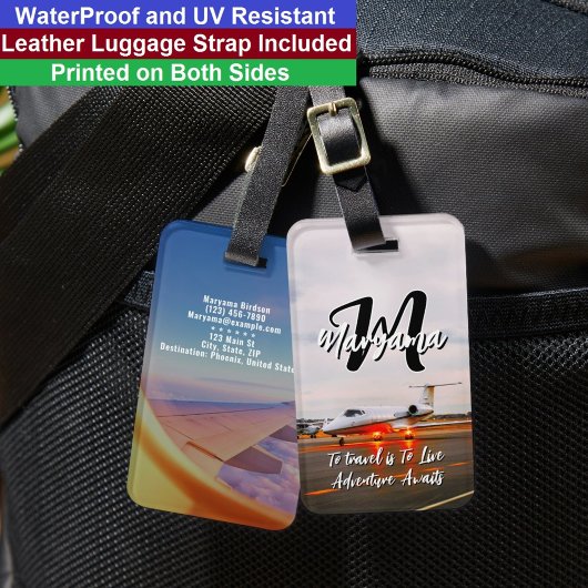 Étiquette À Bagage Meilleur nom initial | Monogramme de voyage étanch