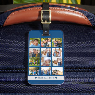 Étiquette À Bagage Meilleur papa du monde collage de photos personnal