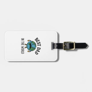 Étiquette À Bagage Meilleur Papa du Monde Earth Moustache Shirt Desig