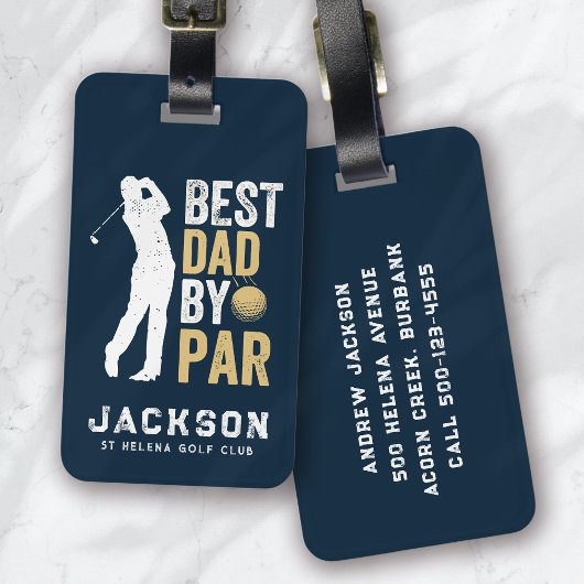 Étiquette À Bagage Meilleur papa Par Par Par Golfer Monogrammé