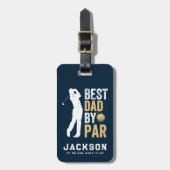 Étiquette À Bagage Meilleur papa Par Par Par Golfer Monogrammé (Devant Vertical)