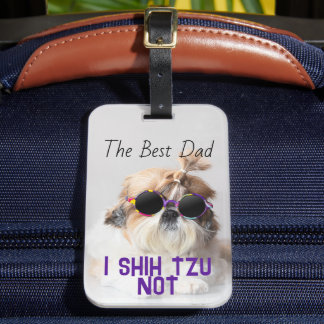 Étiquette À Bagage Meilleur papa Shih Tzu Pas mignon drôle photo de c