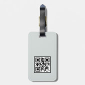 Étiquette À Bagage Mélange de médias Abstrait gris bleu monogramme QR (Dos Vertical)