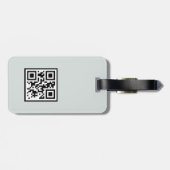 Étiquette À Bagage Mélange de médias Abstrait gris bleu monogramme QR (Dos horizontal)