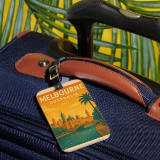 Étiquette À Bagage Melbourne vintage Australie avec Flinders Street