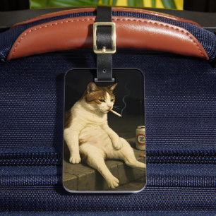 Étiquette À Bagage Mème de chaton cigarette drôle de chat qui fume Ge