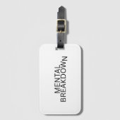 Étiquette À Bagage Mental Breakdown Aesthetic Typography (Devant Vertical)