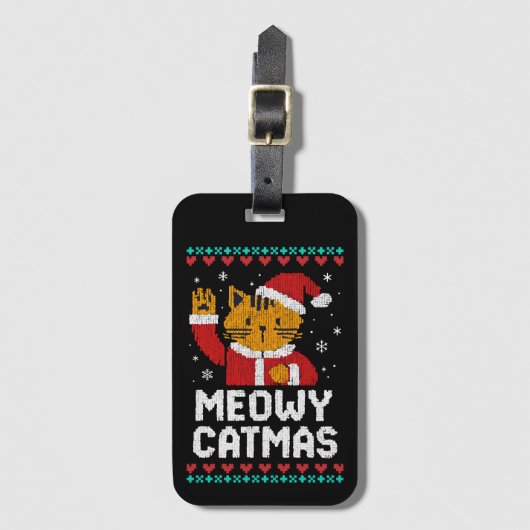 Étiquette À Bagage Meowy Catmas (Devant Vertical)