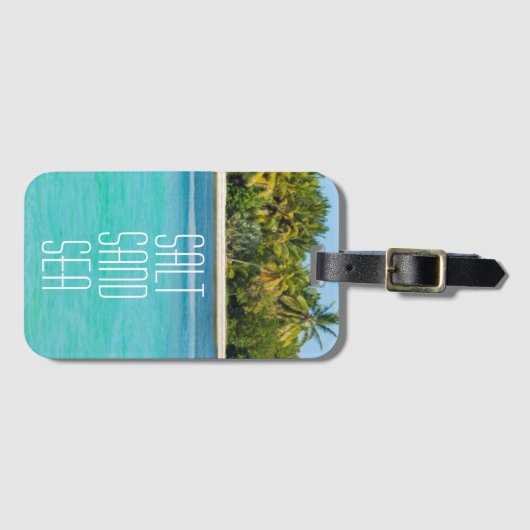 Étiquette À Bagage Mer de sable de plage tropicale (Devant Horizontal)