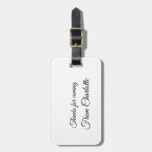 Étiquette À Bagage merci d'être venu nom à ajouter message texte  (Devant Vertical)
