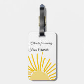 Étiquette À Bagage merci d'être venu nom du message texte soleil (Dos Vertical)