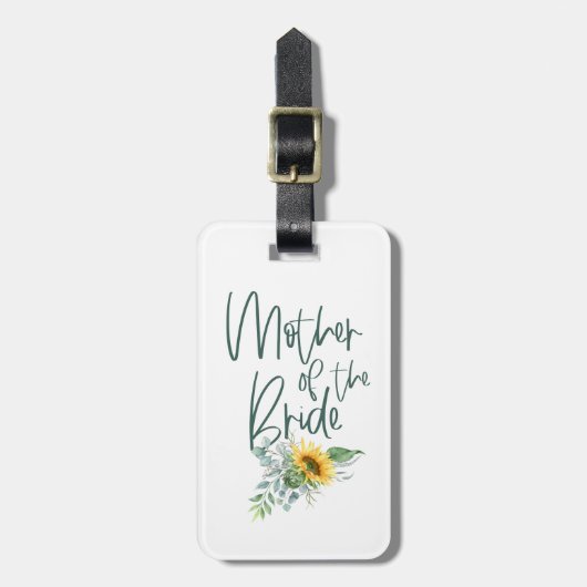 Étiquette À Bagage Mère de la mariée tournesol rustique (Devant Vertical)