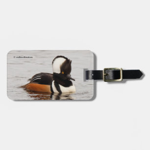 Étiquette À Bagage Merganser Duck à capuchon à l'étang