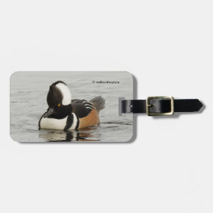 Étiquette À Bagage Merganser Duck à capuchon à l'étang