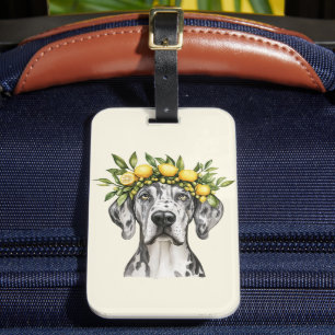 Étiquette À Bagage Merle Great Dane Chien Lemon Crown