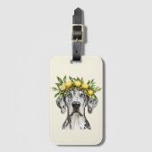 Étiquette À Bagage Merle Great Dane Chien Lemon Crown (Devant Vertical)