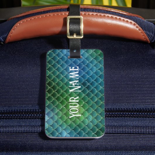 Étiquette À Bagage Mermaid Theme Verts et or (Insitu Rectoal 2)